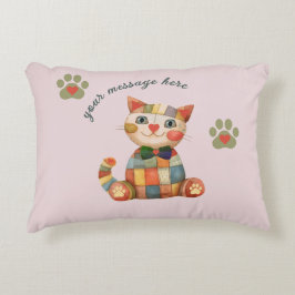 Almofada Decorativa O Feliz Gato Colorido Patchwork Personalizado