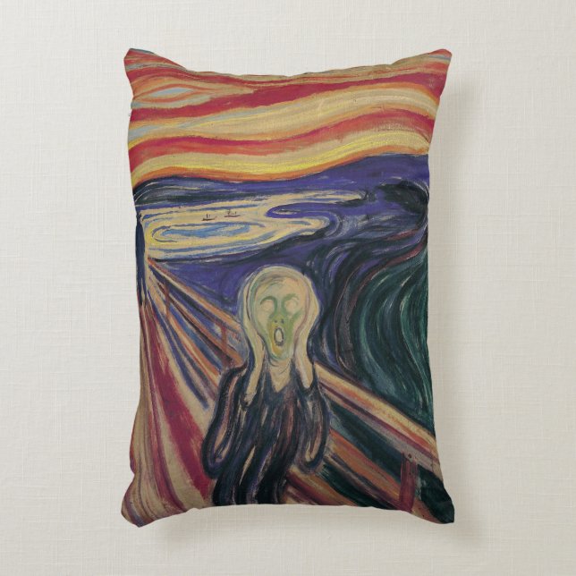 Almofada Decorativa O Grito de Edvard Munch, Expressionismo Vintage (Frente(Vertical))
