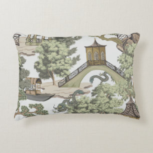 Almofada Decorativa O padrão perfeito da paisagem chinesa da Vintage.