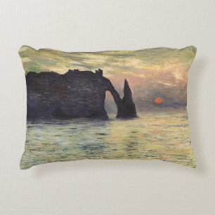 Almofada Decorativa O Penhasco de Etretat, Pôr do Sol por Claude Monet