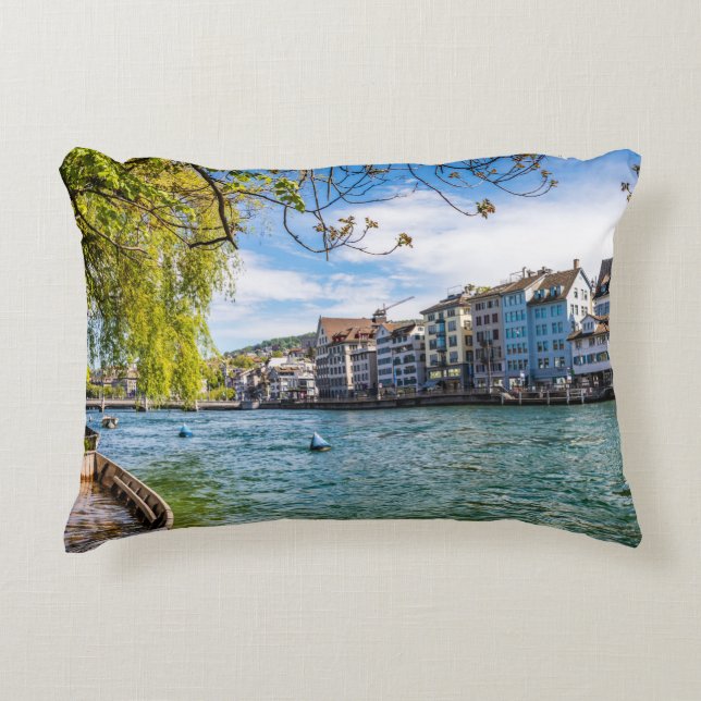 Almofada Decorativa O rio Limmat, Zurique (Frente)