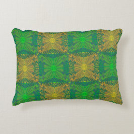 Almofada Decorativa Oak King, padrão floral boêmico, verde e amarelo