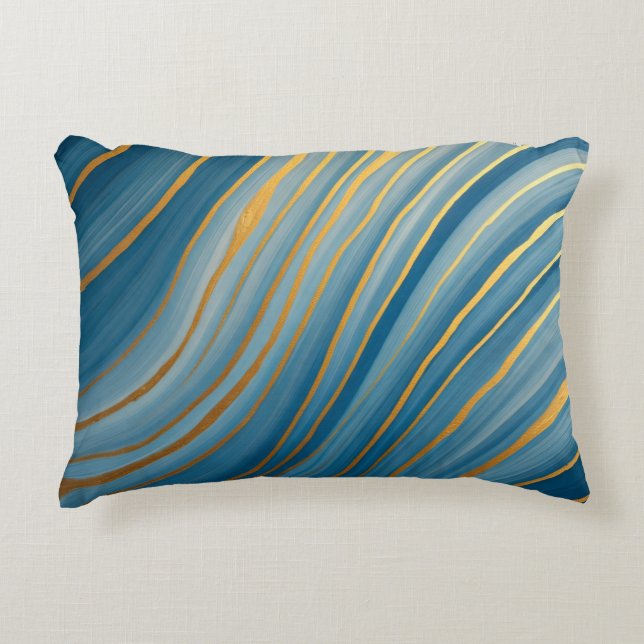 Almofada Decorativa "Oceanic Gold Flow (Frente)