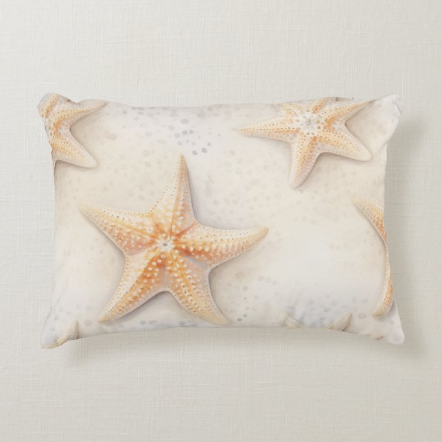 Almofada Decorativa Oceano Creme Peach Beach Starfish (Frente)