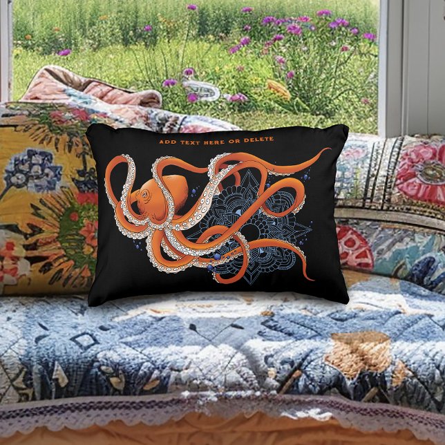Almofada Decorativa Octopus Orange Mandala Blue (Criador carregado)