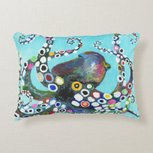 Almofada Decorativa Octopus Vibrante: Ilustração Acrílica