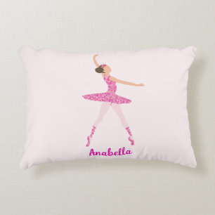 Almofada Decorativa Olhar Caprichoso de Bailarina com Brilho Rosa