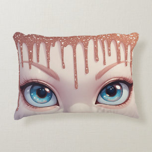 Almofada Decorativa Olhos Azuis Fantasia Com Gotejamento