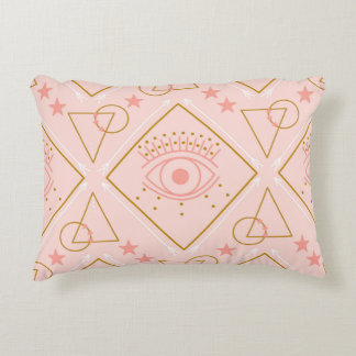 Almofada Decorativa Olhos Dourados cor-de-rosa: Design geométrico sem