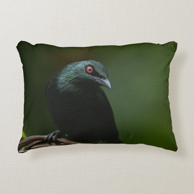 Almofada Decorativa Olhos Vermelhos Vivos do Amarelo Glossy Asiático (Frente)