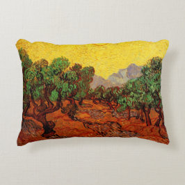 Almofada Decorativa Oliveiras de Van Gogh com Céu Amarelo e Sol