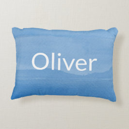 Almofada Decorativa Omã Azul de Aquarela com Nome