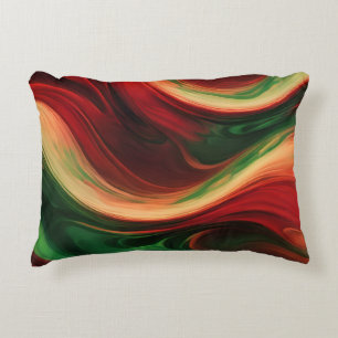 Almofada Decorativa Ondas De abstrato Em Uma Curva Vermelha E Verde