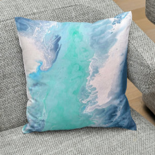 Almofada Decorativa Ondas de Água Abstrato Azul Vi