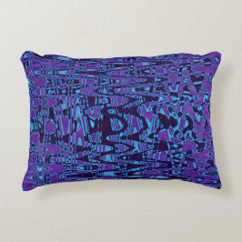 Almofada Decorativa Ondas Retro de Tinta Abstrata Roxo e Azul