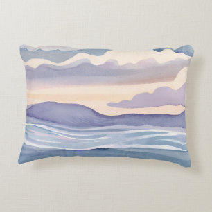 Almofada Decorativa Ondas Sonhadoras do Oceano Aquarela