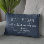 Almofada Decorativa Onde tudo começou Casais Românticos Personalizados<br><div class="desc">Onde tudo começou... Travesseiro bonito com a localização e a data que você conheceu, com um coração adorável. Escolha sua própria cor e personalize este design personalizado com seus próprios nomes e texto. Presente perfeito para contar sua história de amor no Dia de os namorados, seu Aniversário ou Casamento, e...</div>