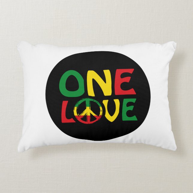 Almofada Decorativa One Love, Reggae design (Frente)