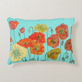 Almofada Decorativa Orange Shabby Poppy Decor Cushion Aqua