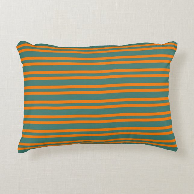 Almofada Decorativa Orange Teal Stripes Seamless Pattern (Frente)