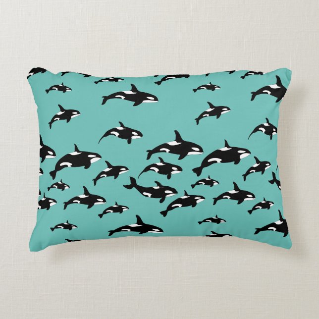 Almofada Decorativa Orca Killer Whales em Blue Legal Marine Willife (Frente)