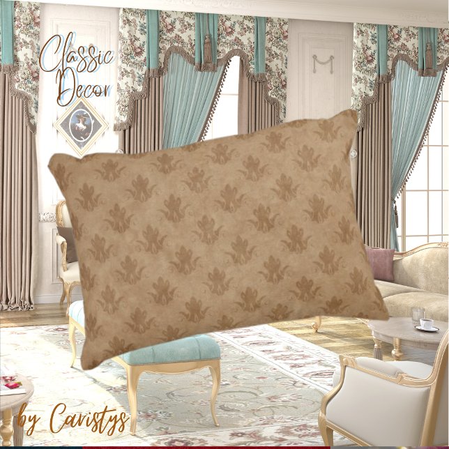 Almofada Decorativa Ornamentado clássico Emblem Brown Taupe Linen (Criador carregado)