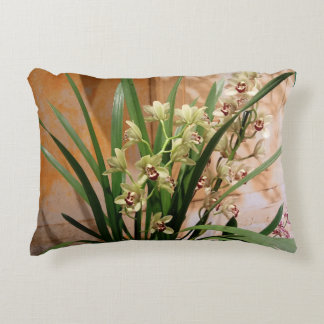 Almofada Decorativa Orquídea Travesseiro verde, marfim, Dourado