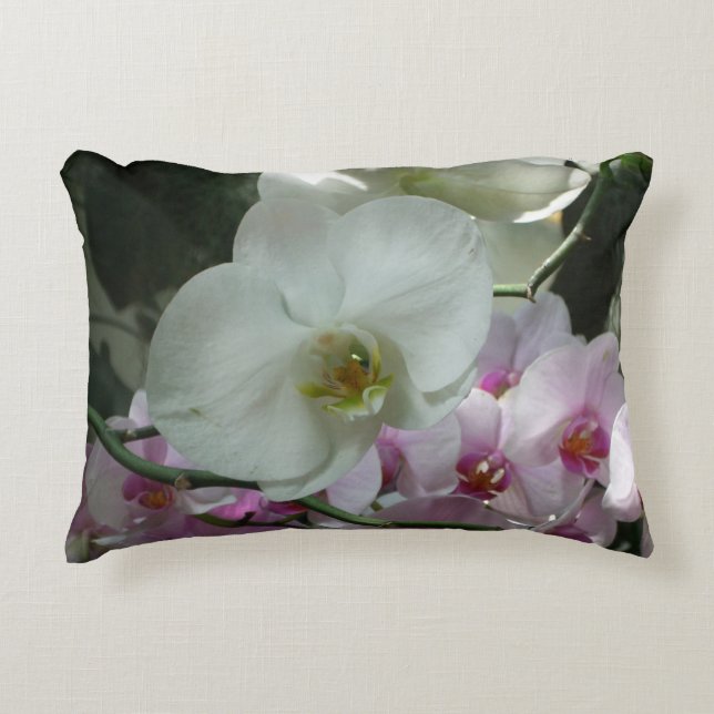 Almofada Decorativa Orquídeas brancas e roxas (Frente)