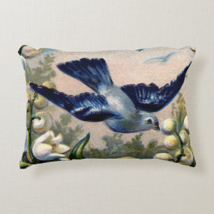 Almofada Decorativa os bluebirds do vintage florescem o lírio dos
