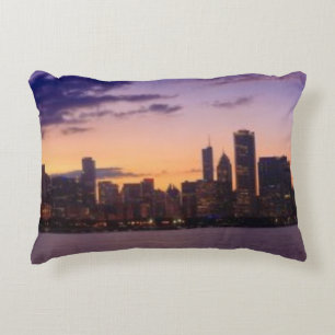 Almofada Decorativa Os grupos do sol sobre a skyline de Chicago