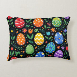Almofada Decorativa Ovos de Páscoa e Flores Coloridos