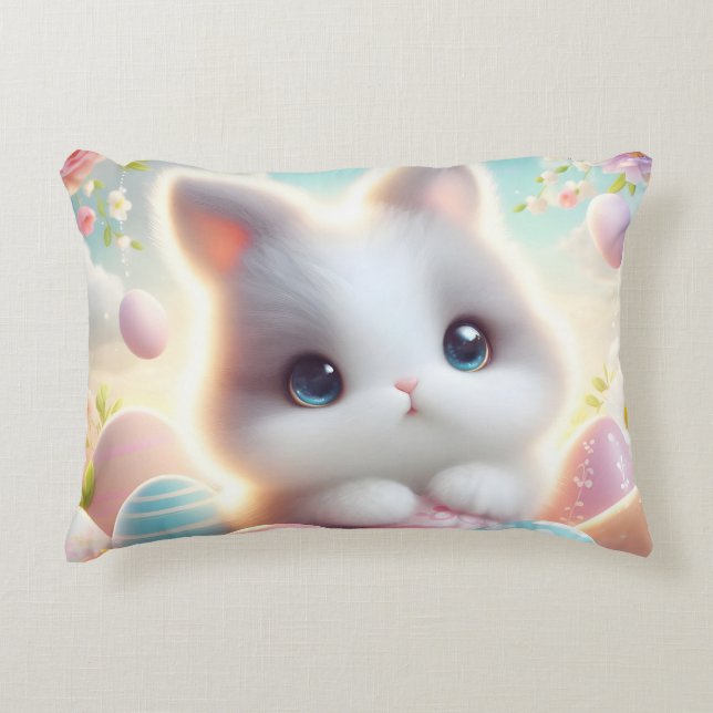 Almofada Decorativa Ovos de Páscoa Kawaii Pastel Doce (Frente)