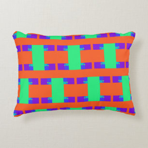 Almofada Decorativa padrão abstrato de arte verde laranja roxa