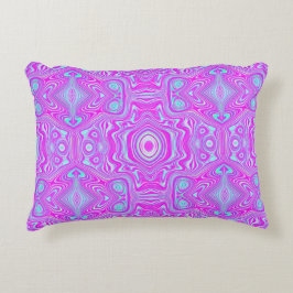 Almofada Decorativa Padrão Abstrato Rosa Quente e Azul Água Trippy