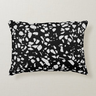 Almofada Decorativa Padrão abstrato Terrazzo Mosaico preto e branco