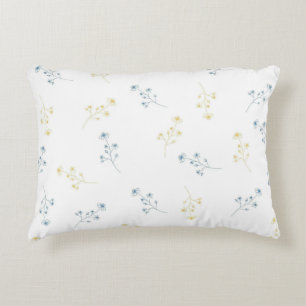 Almofada Decorativa Padrão Amarelo Azul de Flor Selvagem