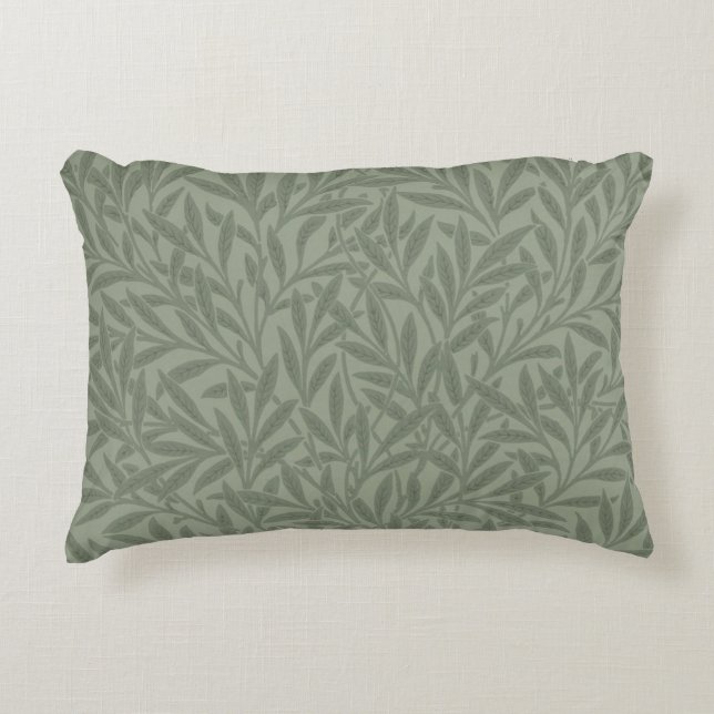 Almofada Decorativa Padrão Antigo de Salgueiro em Verde Sálvia de Will (Frente)