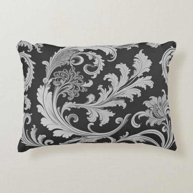 Almofada Decorativa Padrão Antigo Monocromático Fleur (Frente)