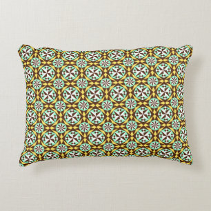 Almofada Decorativa Padrão Barcelona Amarelo Verde Marrom Branco Vinta