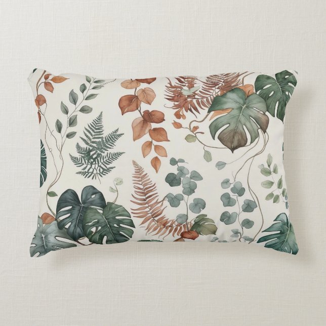 Almofada Decorativa Padrão botânico boho contínuo Flores  (Frente)