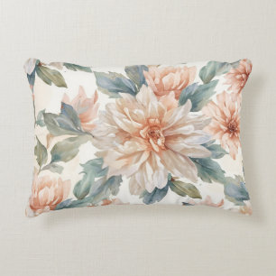 Almofada Decorativa Padrão Botânico de Aquarela de Flores de Crisântem