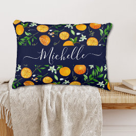 Almofada Decorativa Padrão Botânico Floral de Citrus Summer