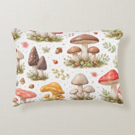 Almofada Decorativa Padrão Caprichoso de Cogumelos – Botânica Vintage