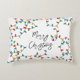 Almofada Decorativa Padrão Colorido das Luzes de Natal Feliz