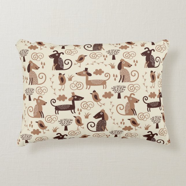 Almofada Decorativa padrão com cães bonitos (Frente)