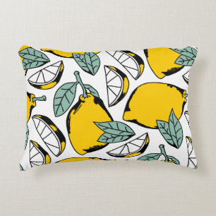Almofada Decorativa Padrão constante de limões desenhados pela mão