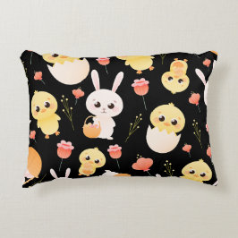 Almofada Decorativa Padrão contínuo de adoráveis coelhinhos e pintinho