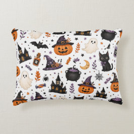 Almofada Decorativa Padrão contínuo de Halloween fofo com gatos pretos