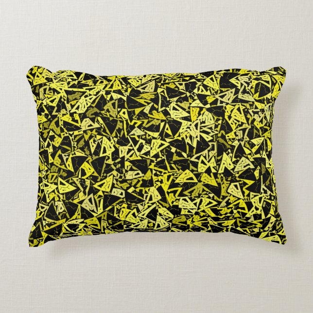 Almofada Decorativa Padrão contínuo de triângulo preto amarelo (Frente)