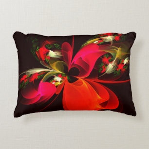 Almofada Decorativa Padrão de Abstrato de Arte Vermelha Verde Floral M